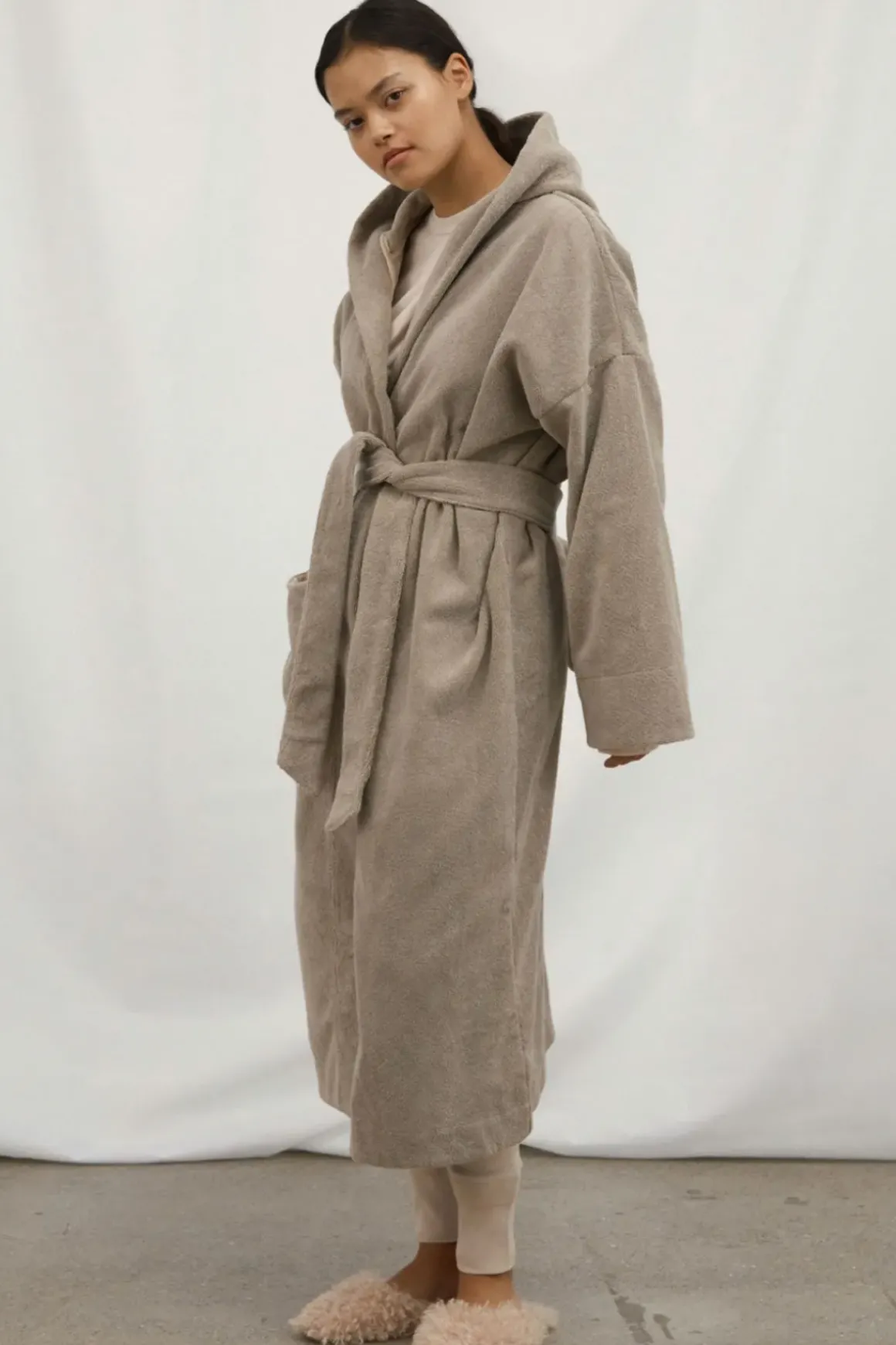Badekåpe - Hooded Bathrobe Terry Dried Linen