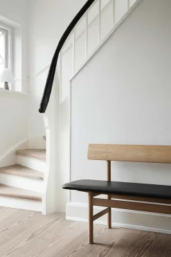 Benk - BM Bench 3171 Såpet Eik / 98 Sort Lær