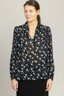 Bluse - Floral Volumes Blue/White Flower Garden