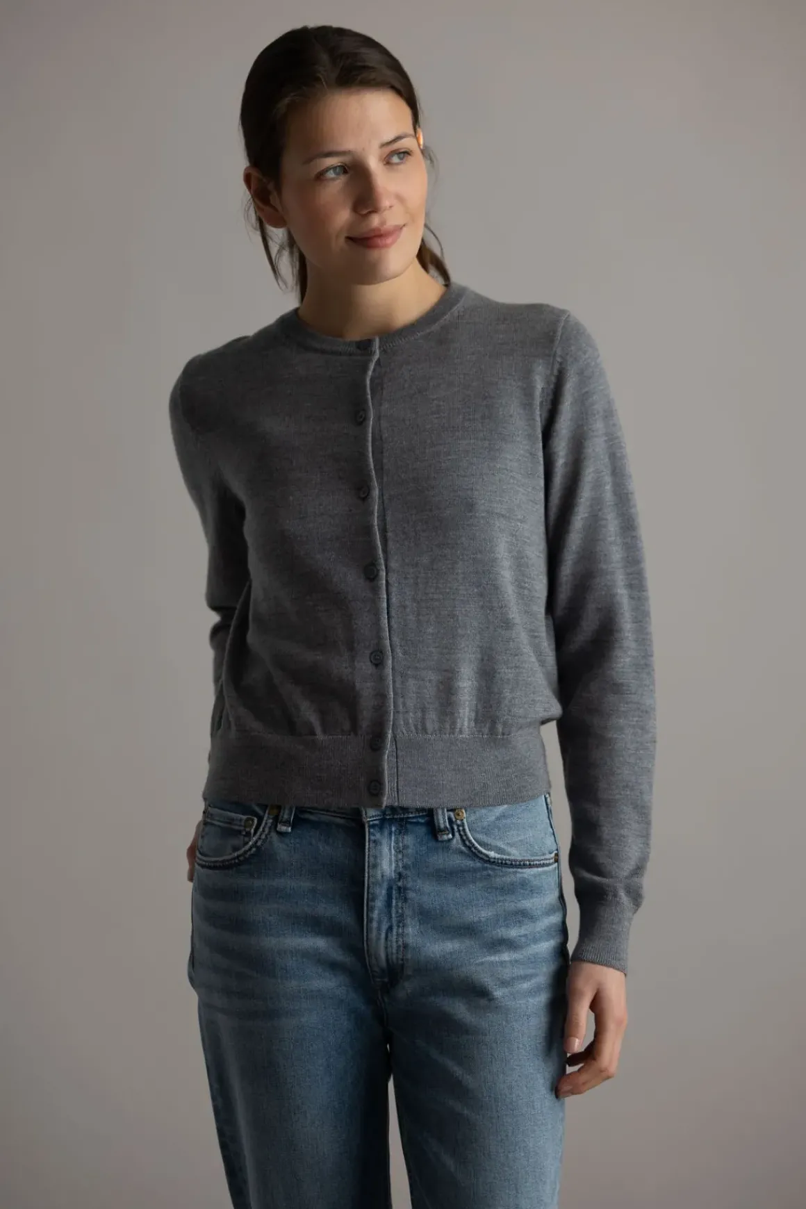Cardigan - Classic Merino Cardigan Gray Melange
