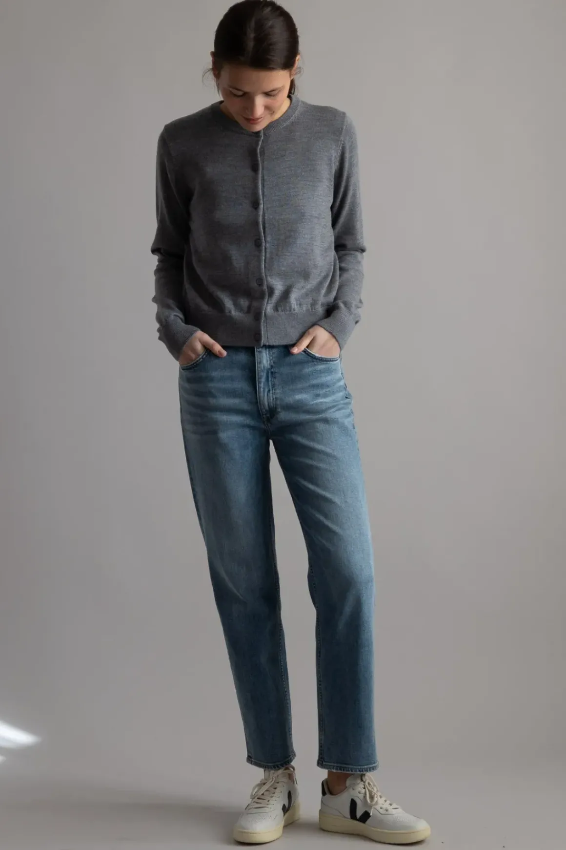 Cardigan - Classic Merino Cardigan Gray Melange