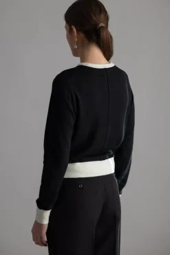 Cardigan - Classic Merino Cardigan Black Cream