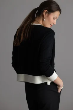 Cardigan - Classic Merino Cardigan Black Cream