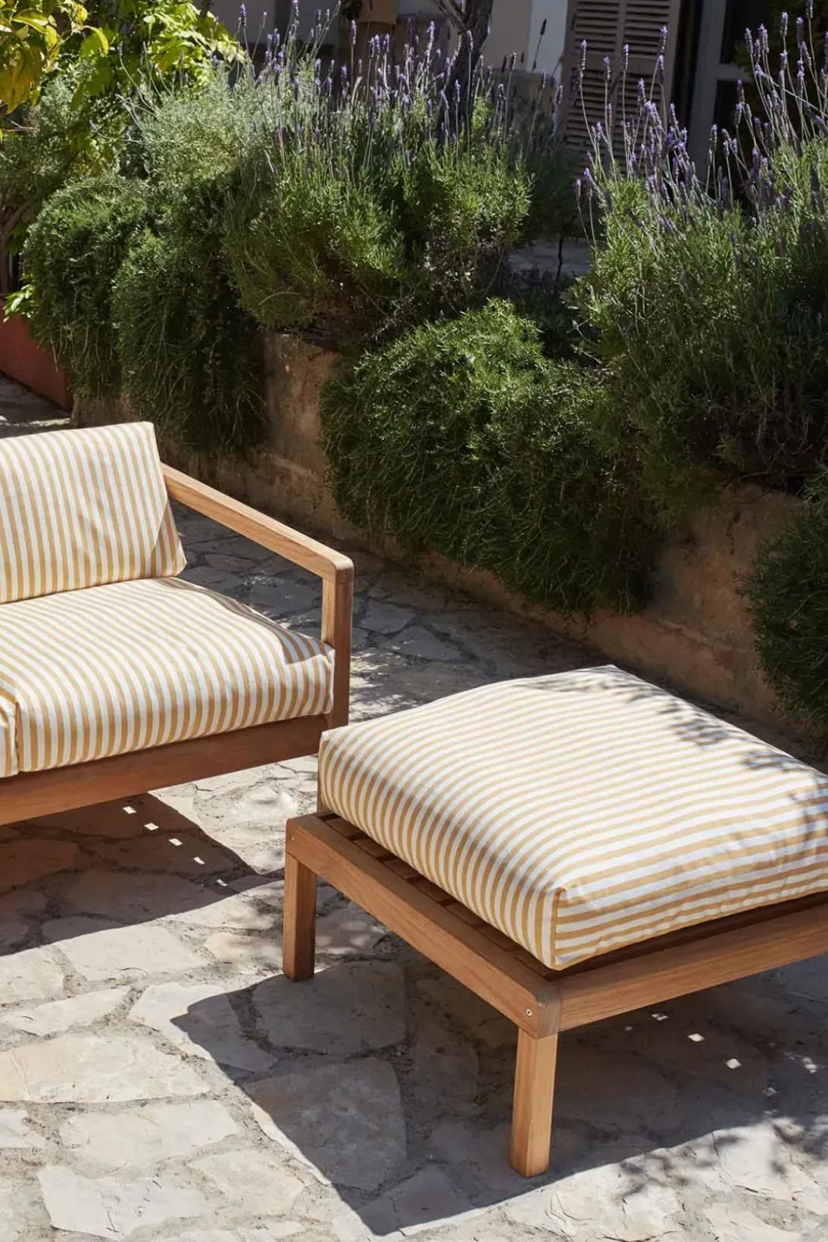 Fotskammel - Virkelyst H43cm Golden Yellow Stripe