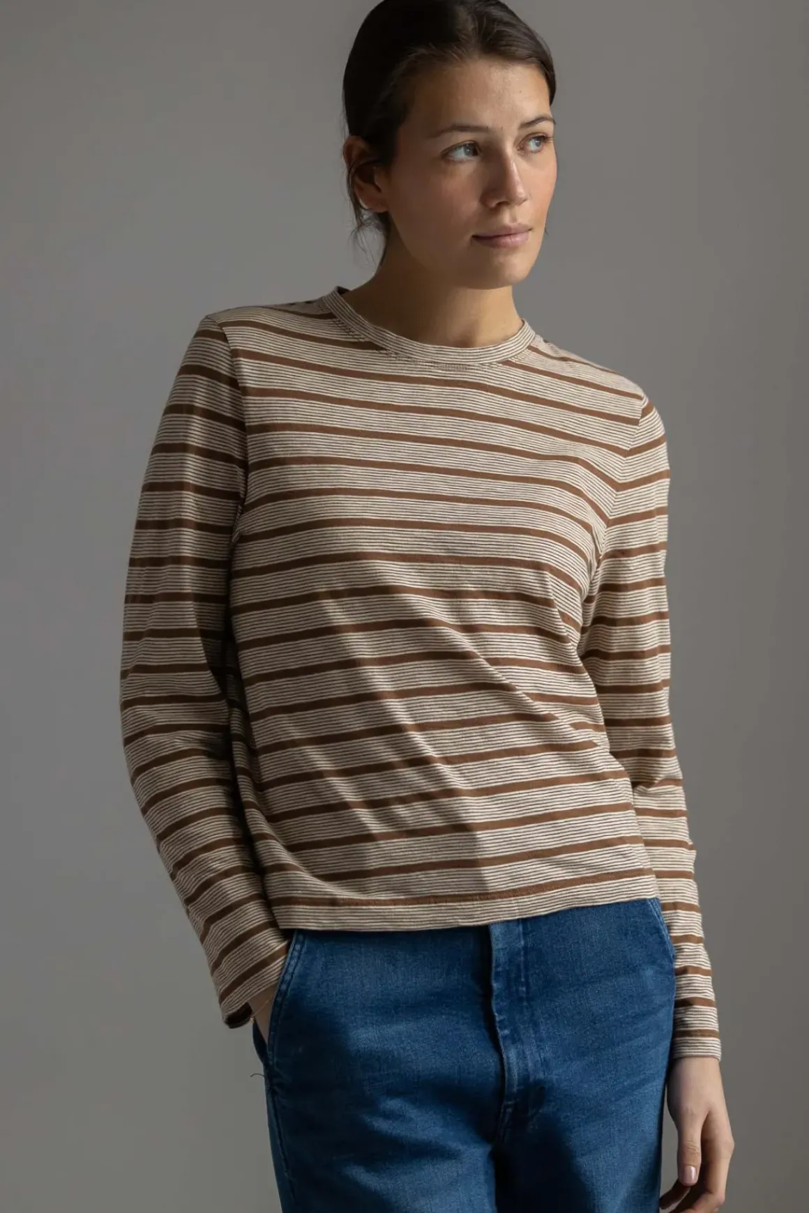 Genser - Stripe Crew Neck Tee Ecru/Partridge
