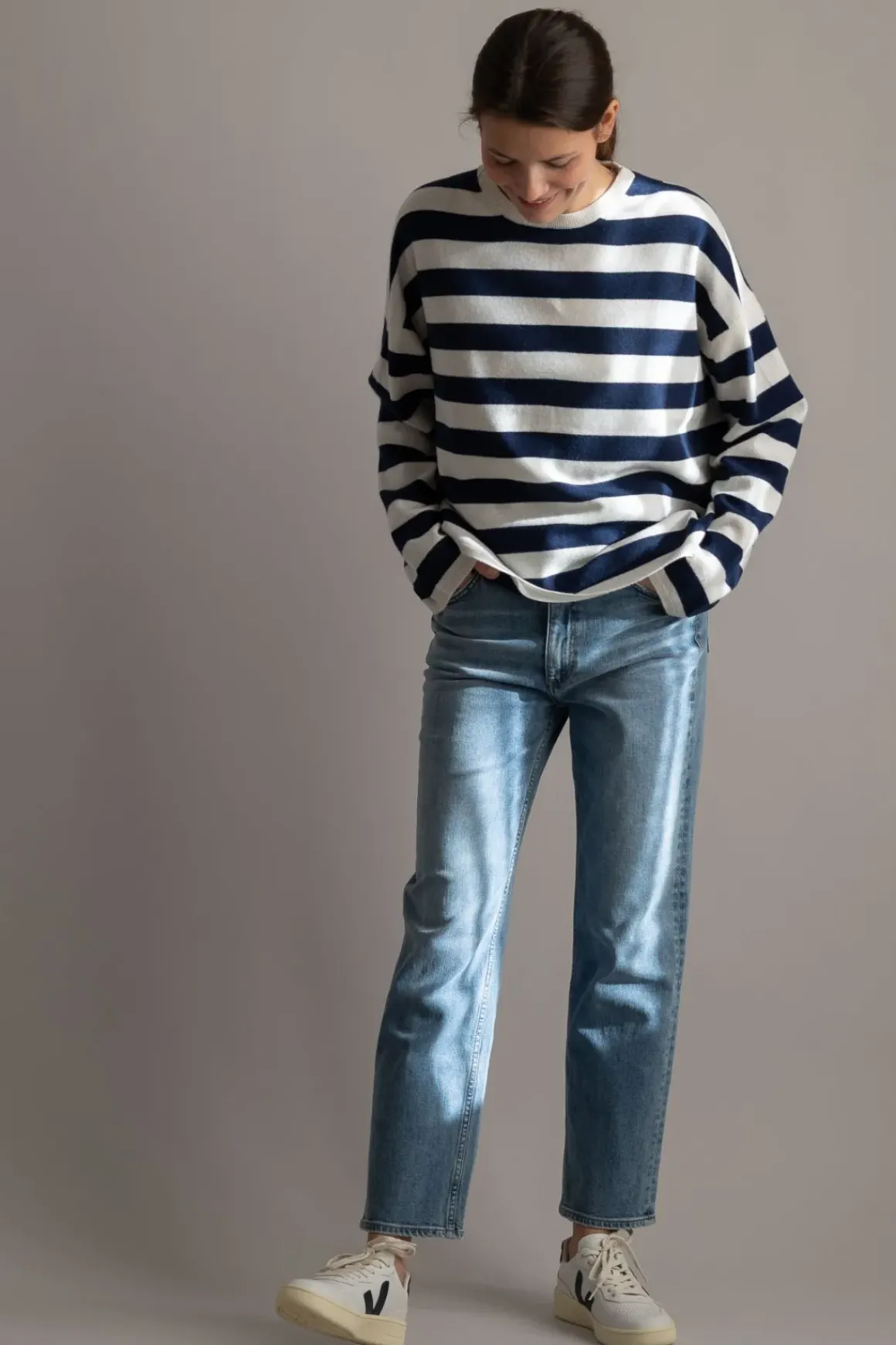 Genser - Toulon Sweater Artic Navy Stripe