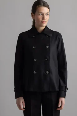 Jakke - Cropped Trench Light Pressed Wool
