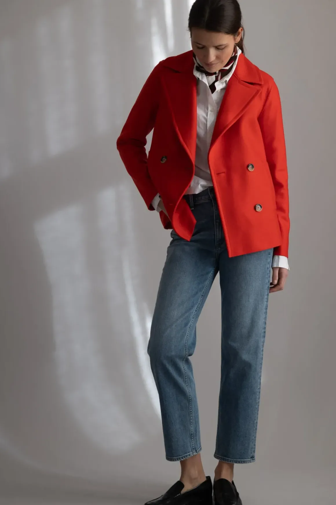 Jakke - Peacoat Light Pressed Wool Bright Red