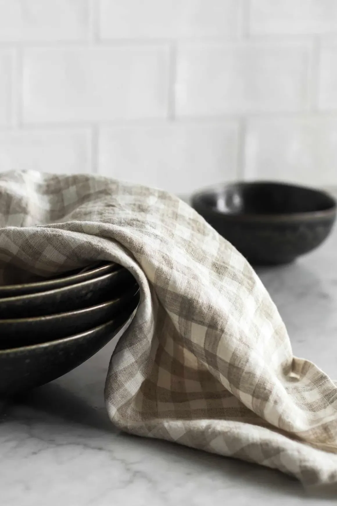 Kjøkkenhåndkle - 50x70cm Lin Gingham Natural