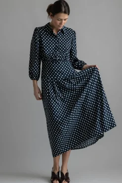 Kjole - Izzy Navy Mini Polka Dots