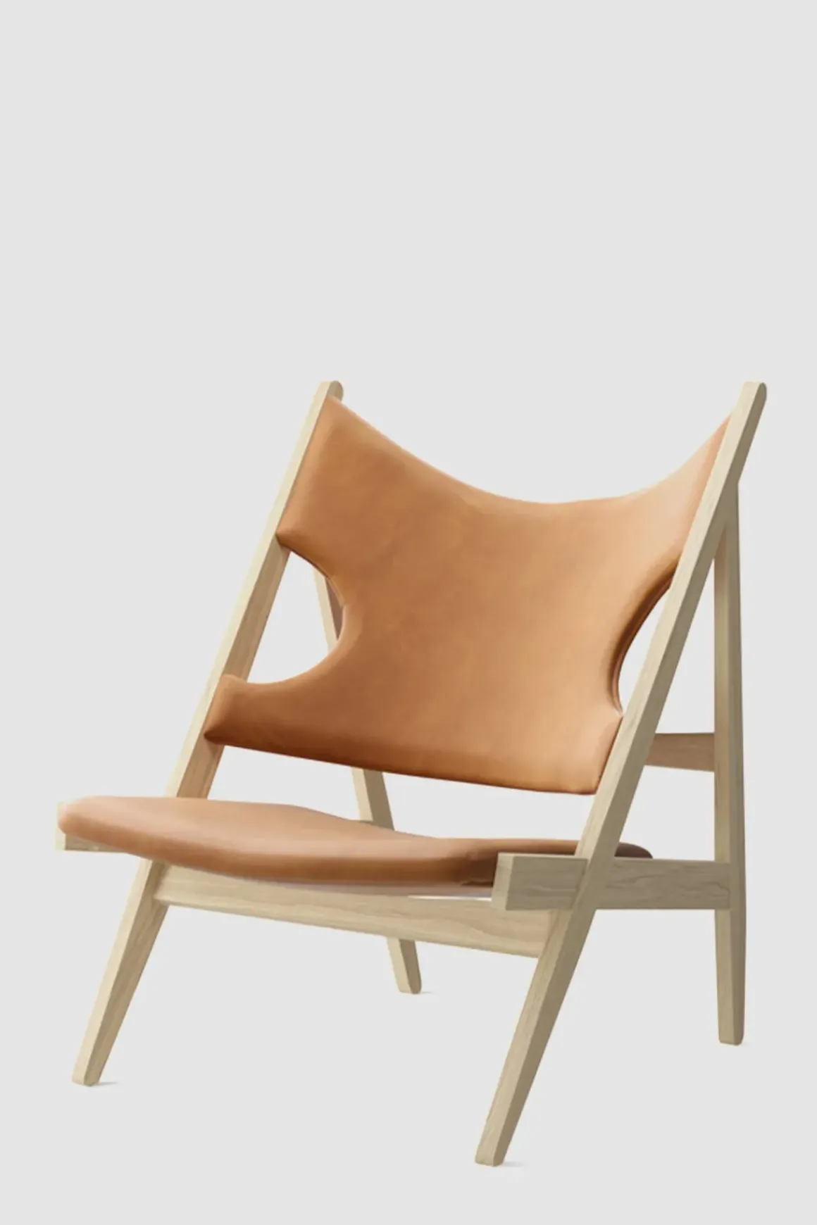 Lenestol - Knitting Lounge Chair, Natural Oak, Dunes Cognac 21000