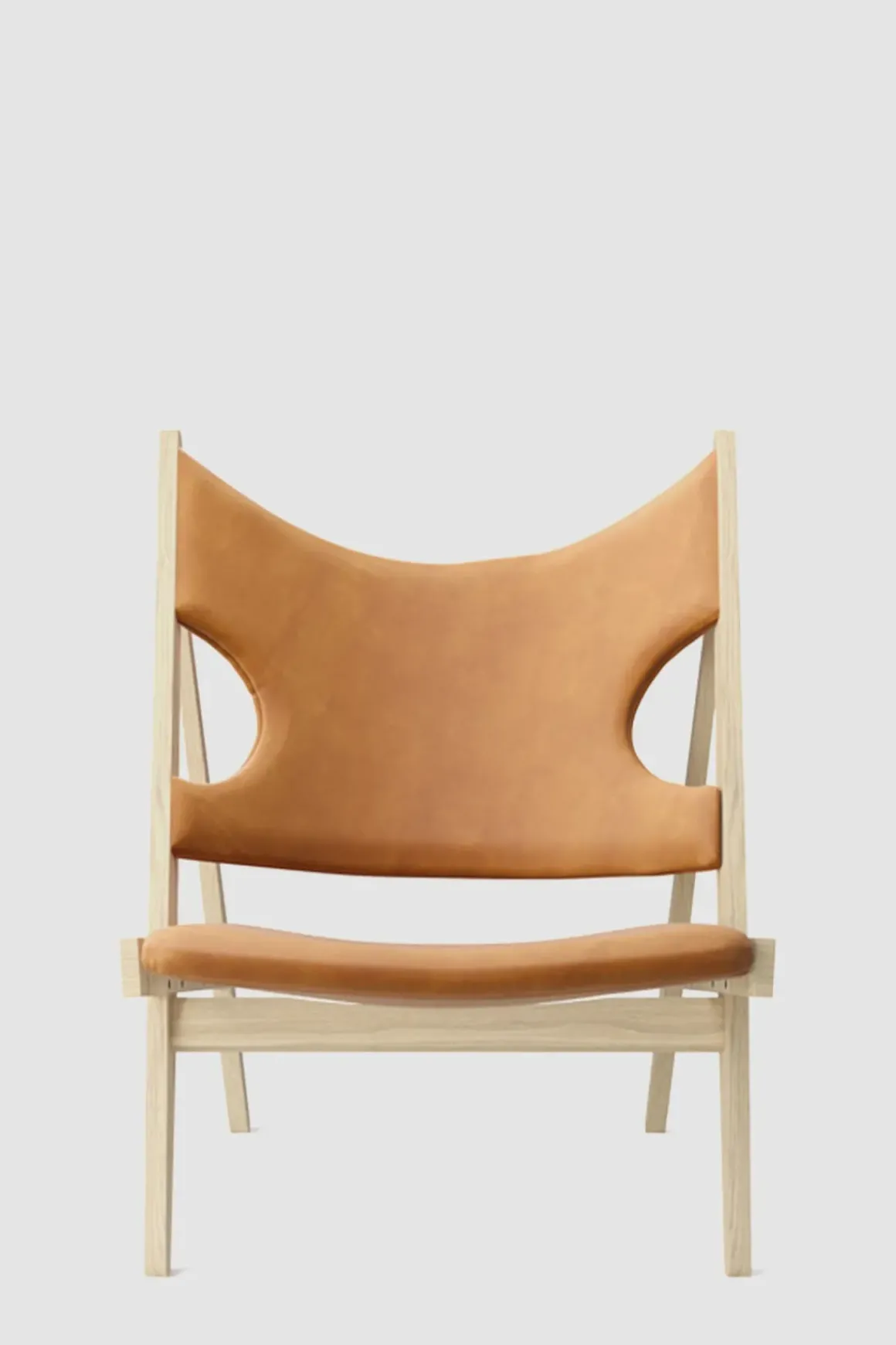 Lenestol - Knitting Lounge Chair, Natural Oak, Dunes Cognac 21000