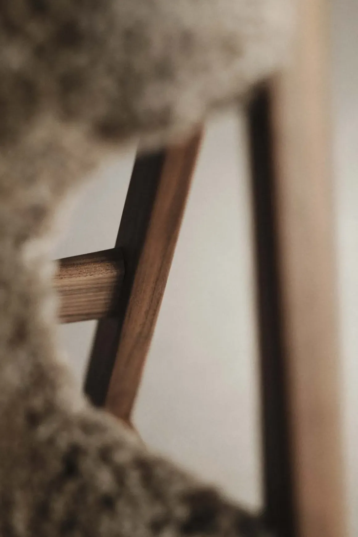 Lenestol - Knitting Lounge Chair, Dark Stained Oak, Sheepskin Root