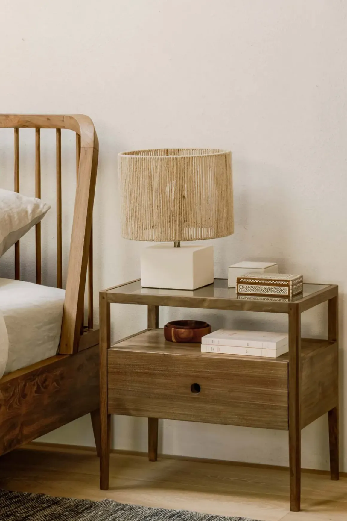 Nattbord - Spindle Bedside Table Reclaimed Teak