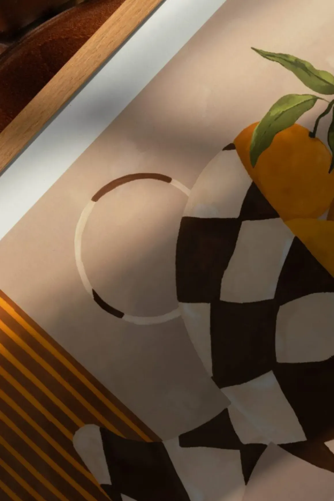 Plakat - Lemons u0026 Oranges in Checkered Vase A4