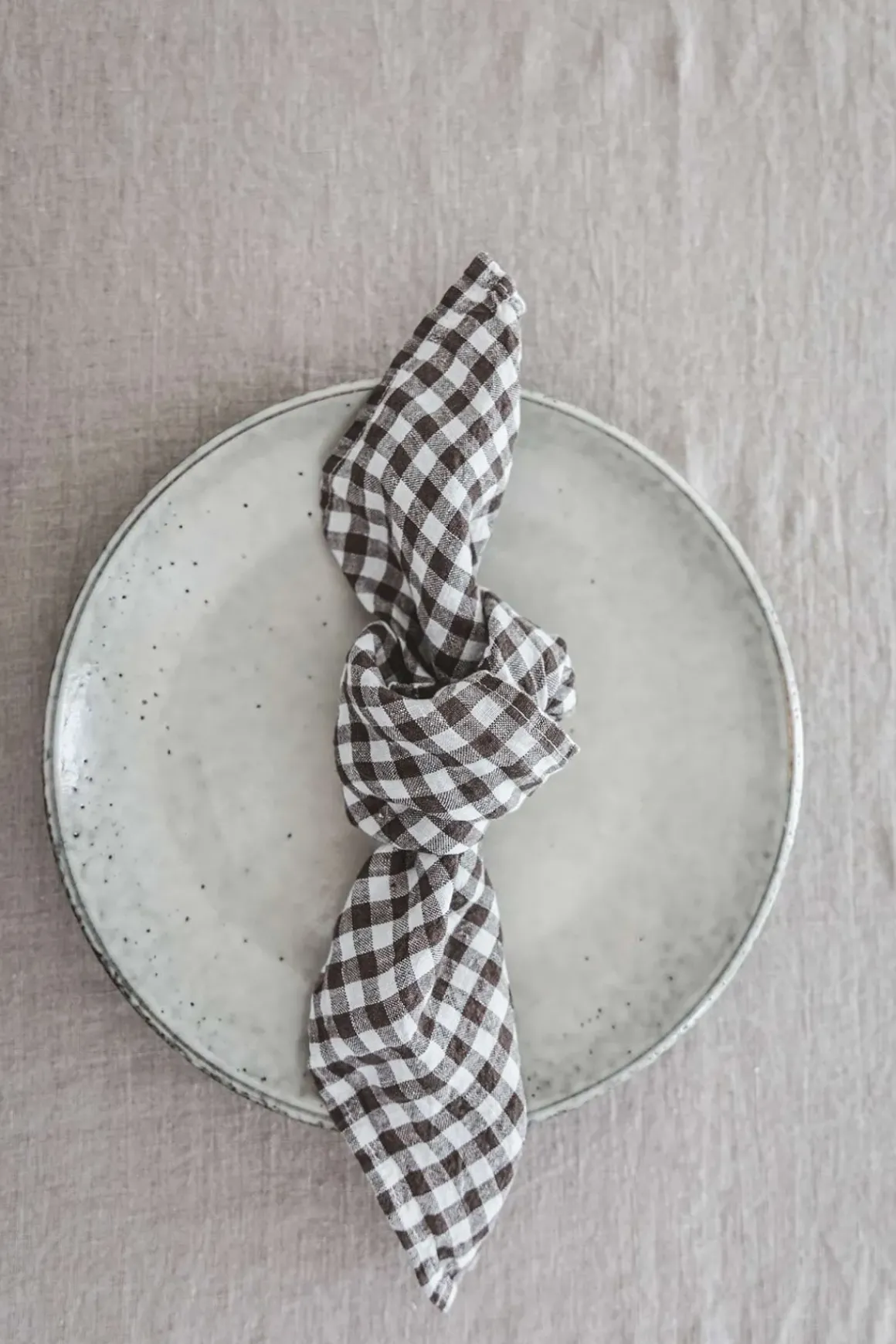 Serviett - 45x45cm White/Brown Gingham