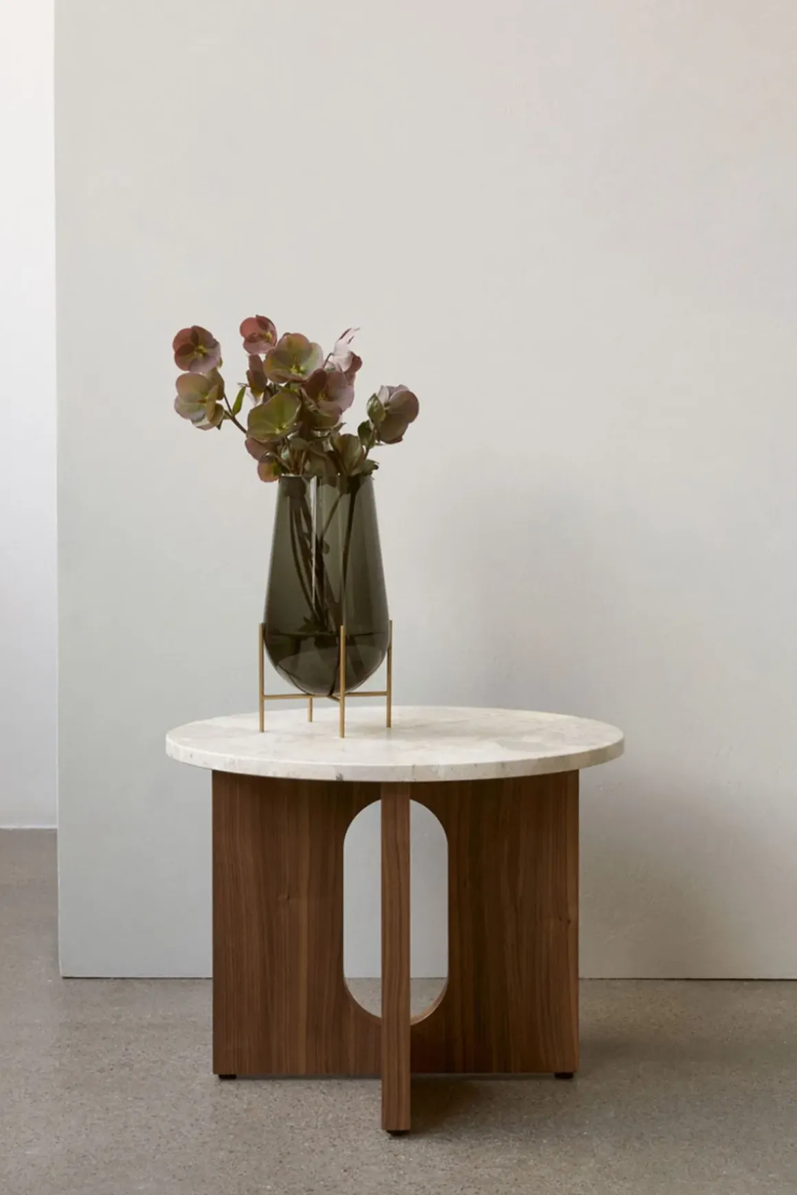 Sidebord - Androgyne dia50cm Walnut/Kunis Breccia Stone