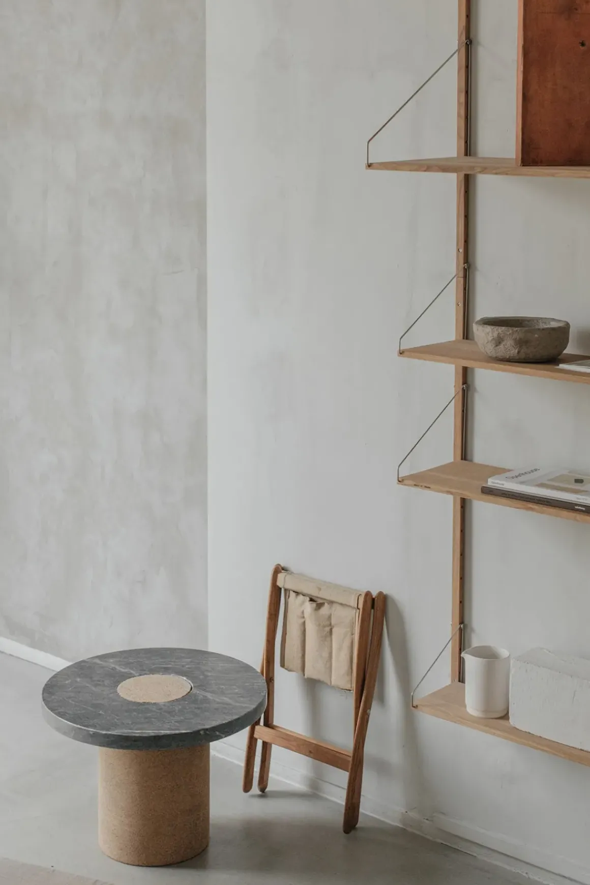 Sidebord - Sintra h33cm dia39cm Black Marmor/Cork