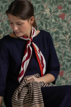 Skjerf - Ribbon Print Cotton Garnet