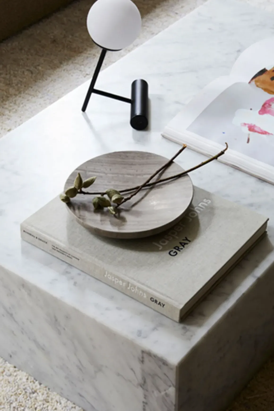 Sofabord - Plinth Low 60x100xh27cm White Marble