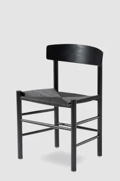 Spisestuestol - J39 Folkestolen Sortlakkert Eik / Sort Papirgarn