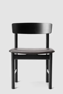 Spisestuestol - Mogensen Model 3236 Sortlakkert Eik / 98 Sort Lær