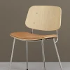 Spisestuestol - Søborg 3061 Lakkert/Krom Eik / 95 Cognac Lær
