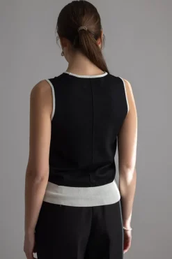 Topp - Classic Merino Tank Black Cream
