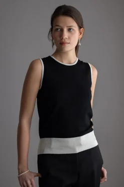 Topp - Classic Merino Tank Black Cream