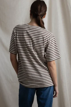 T-Skjorte - Classic Circular Tee Striped Mix Coffee