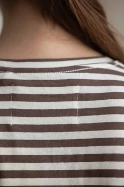 T-Skjorte - Classic Circular Tee Striped Mix Coffee