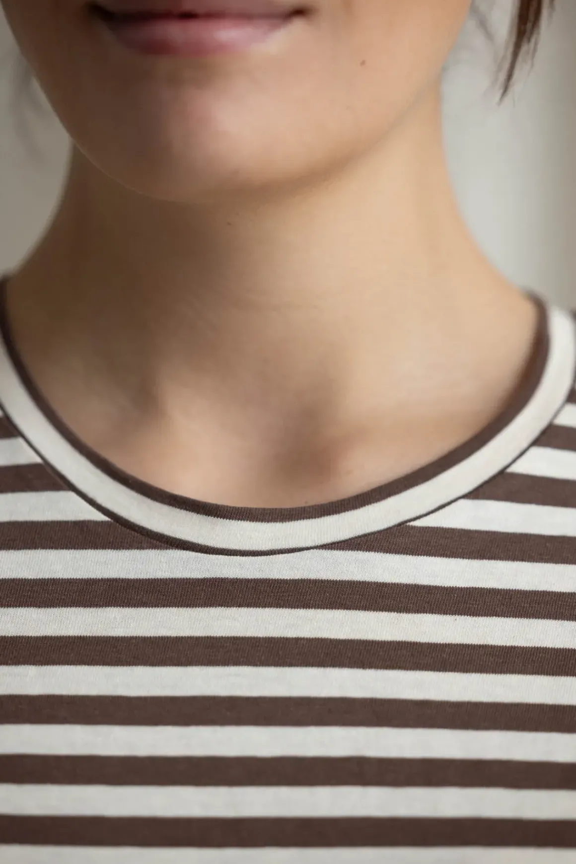 T-Skjorte - Classic Circular Tee Striped Mix Coffee