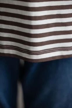 T-Skjorte - Classic Circular Tee Striped Mix Coffee