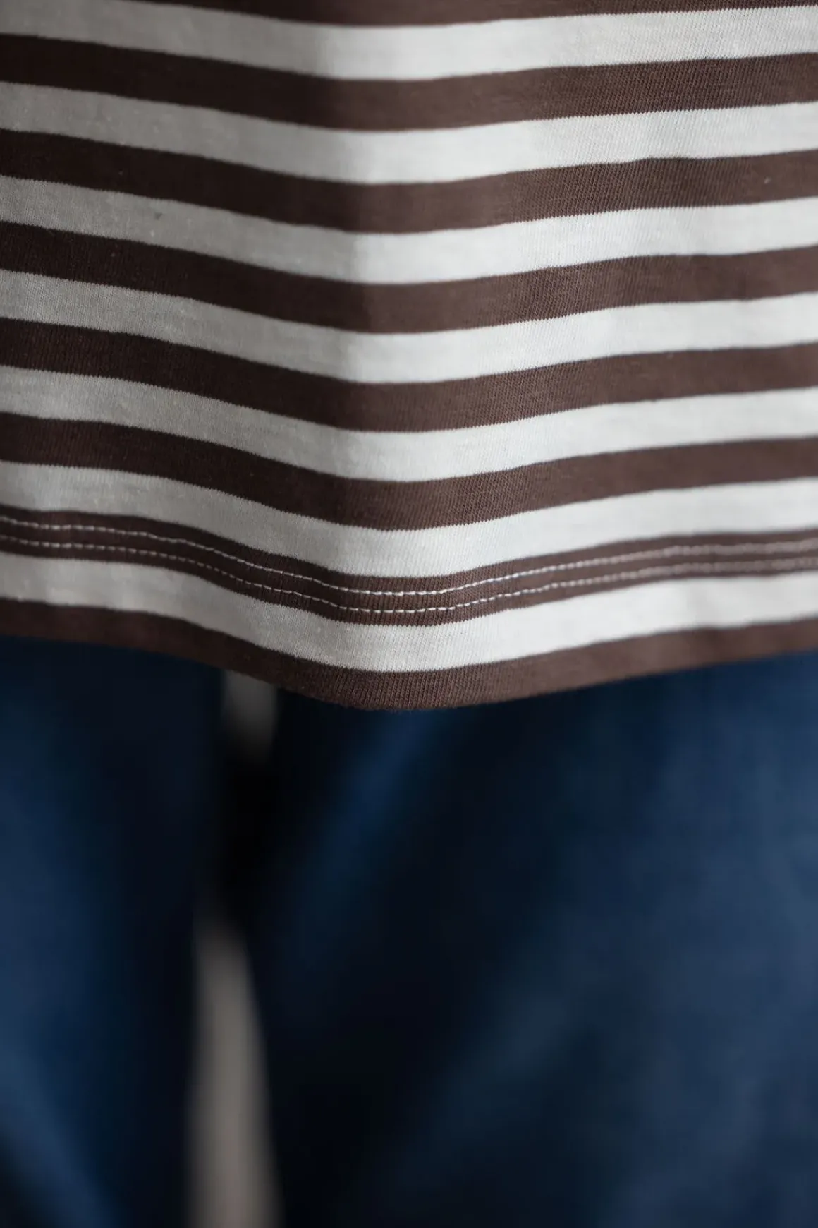 T-Skjorte - Classic Circular Tee Striped Mix Coffee