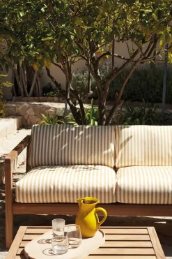 Utesofa - Virkelyst 3-Seter Teak/Golden Yellow Stripe